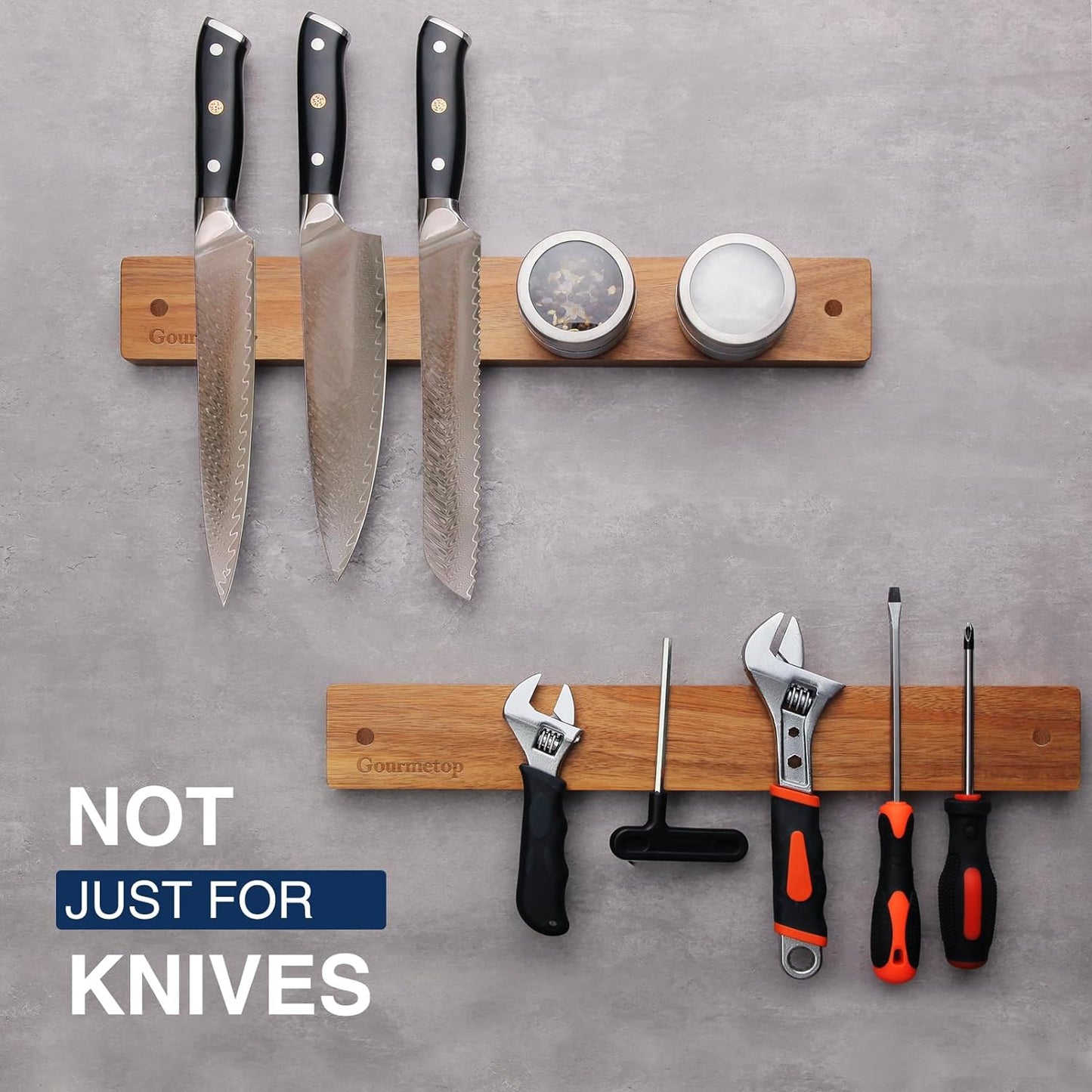 Magnetic Knife Holder for Wall, Knife Magnetic Strip No Drilling 16.5″, Kitchen Magnetic Knife Holder for Refrigerator, Wood Magnetic Knife Rack/Bar for Fridge