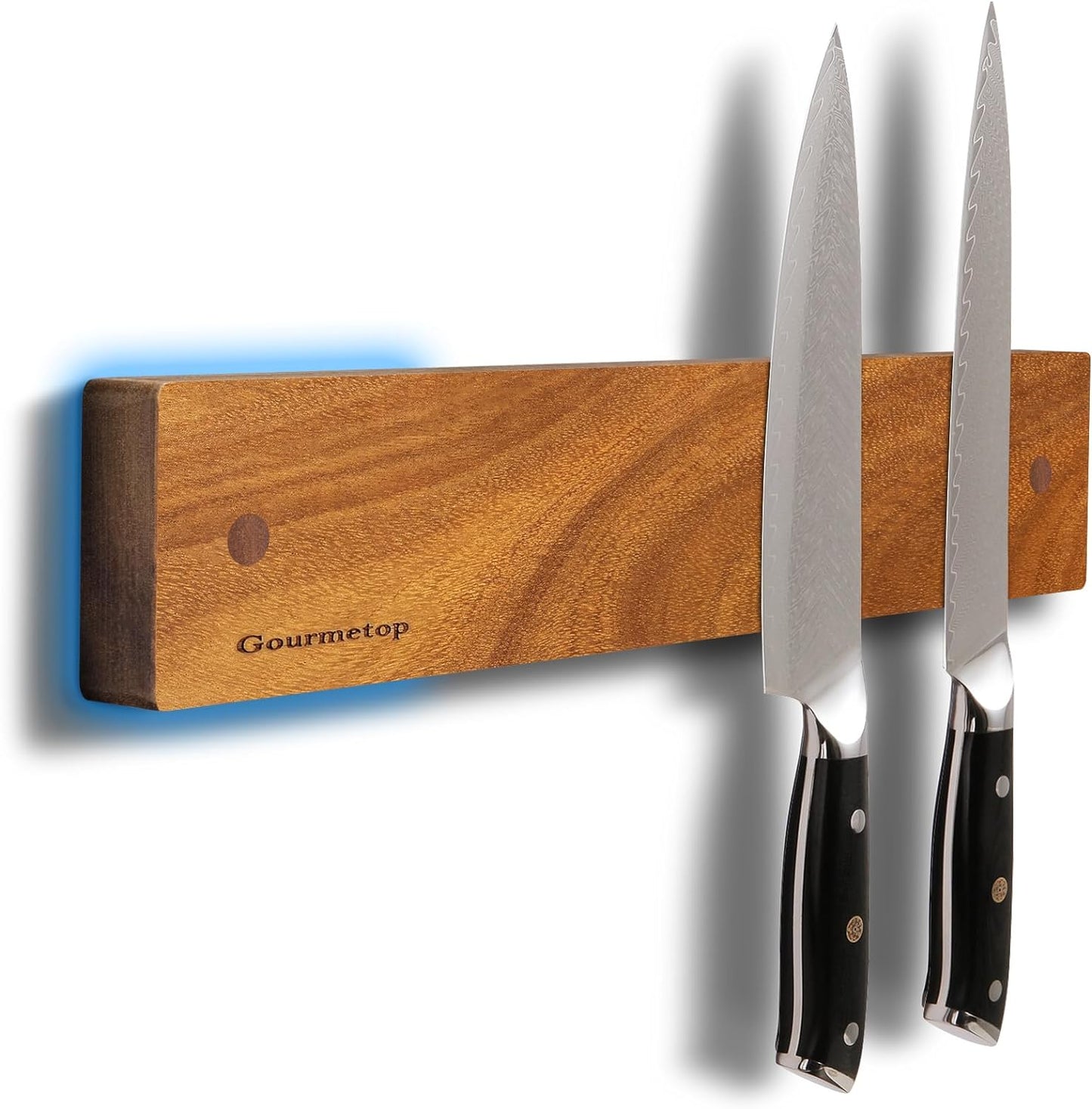 Magnetic Knife Holder for Wall 12inch, Knife Magnetic Strip No Drilling, Acacia Wood Magnetic Knife Holder for Refrigerator, Strong Knife Magnet&Knife Rack for Kitchen Utensil Organizer